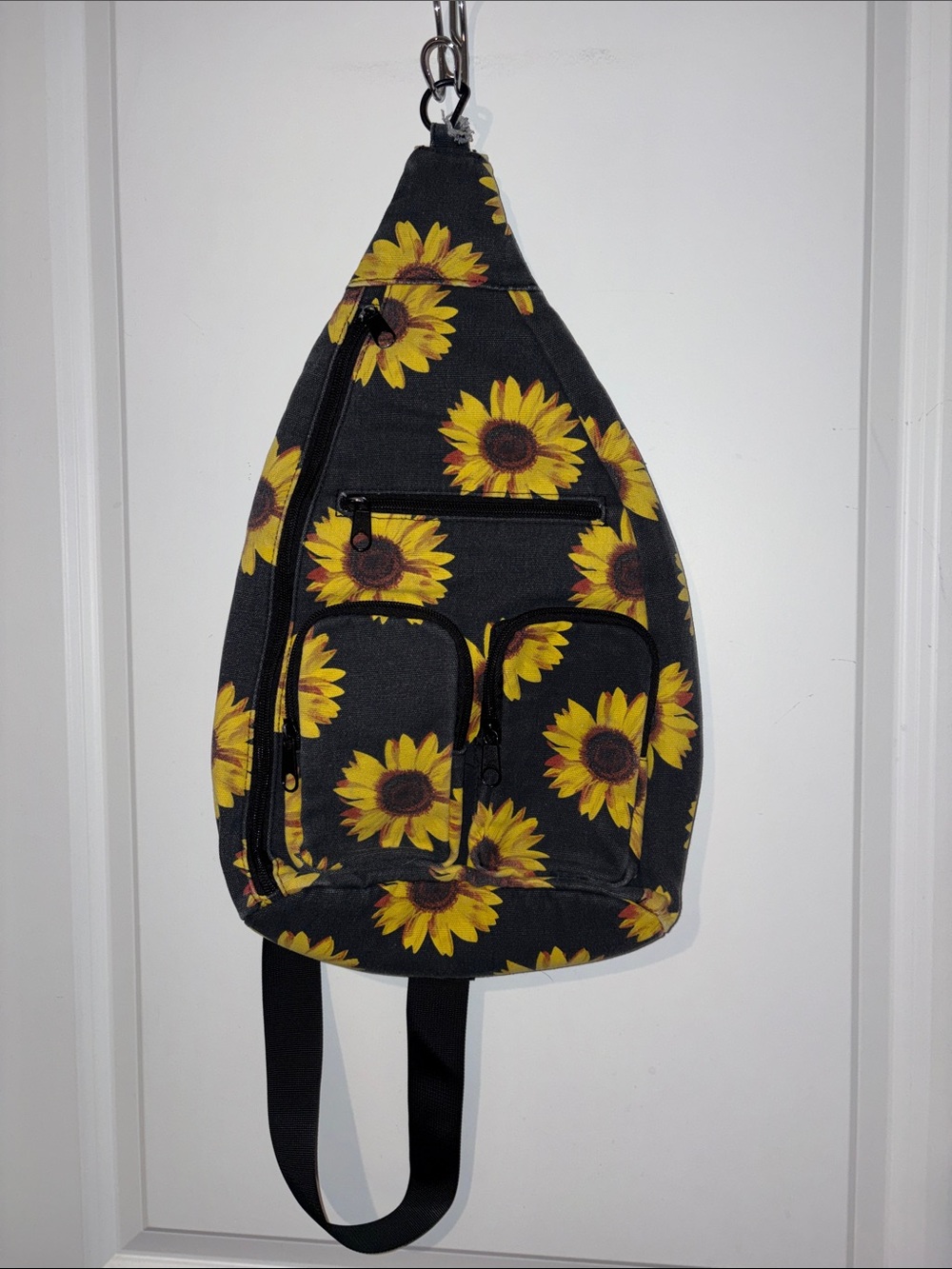 Black Sunflower Sling Backpack